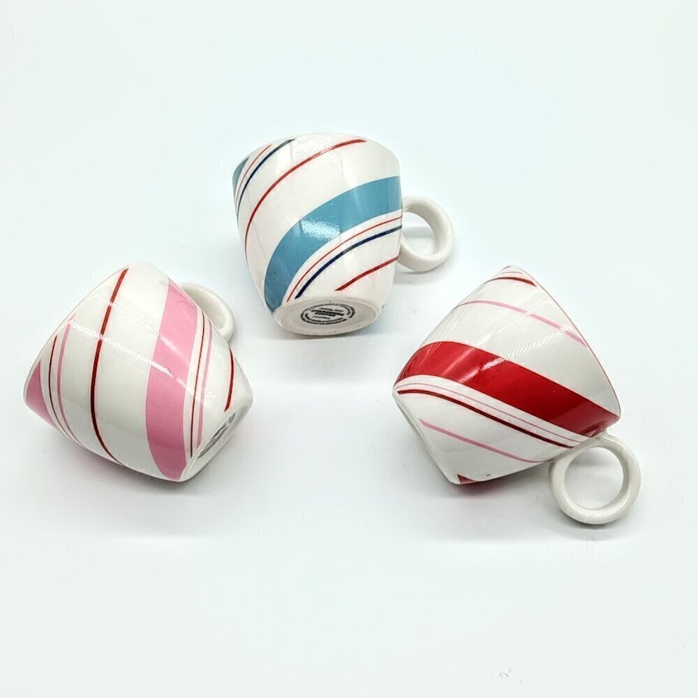 Set of 3 Starbucks 2007 Holiday Candy Cane Stripe Espresso Cups